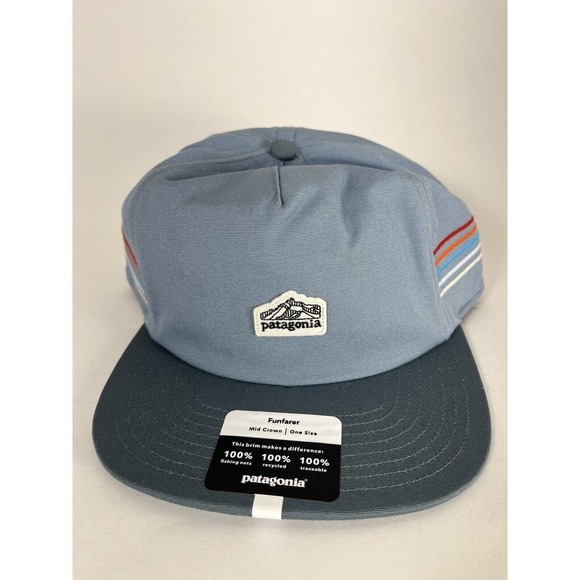Patagonia Other - Patagonia Funfarer Mid Crown Cap OS Line Logo Ridge Stripe Light Plume Grey Hat